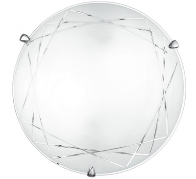 Plafoniera rotonda 40cm vetro bianco lucido inciso 3 luci 39196 LUCI MODERNE
