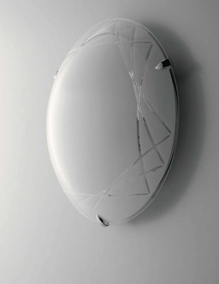 Plafoniera bianco lucido con incisioni 30cm 2 luci E27 39195 LUCI MODERNE