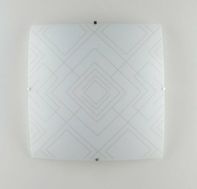 Plafoniera quadrata 40x40 3 luci vetro bianco decoro grigio 39199 LUCI MODERNE