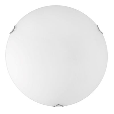 Plafoniera bianca in vetro con bordo satinato 4 luci rotonda 50cm 42286 LUCI MODERNE