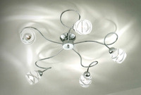Plafoniera grande 75cm a 5 luci con vetro bianco o colorato CAMILLA PL5 BIA DUE P