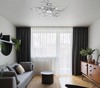 Foto ambientata Plafoniera o applique cromata con rami, foglie e gocce 65cm di eleganza riflettente