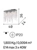 Immagine aggiuntiva di Plafoniera con gocce di cristallo a 3 luci RAIN PL3  IDEAL LUX