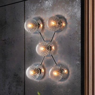 Plafoniera applique cromata 5 sfere trasparenti vetro decorato 43683 ARMONIA LUCI E COLORI