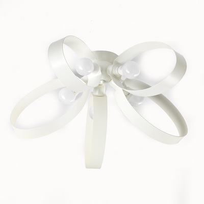 Plafoniera moderna in metallo colore bianco 5 luci fasce ellisse  41428