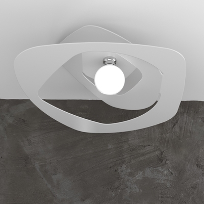 Plafoniera moderna grande stondata metallo bianco 65cm 1157/PL65-BI WARPED TOP LIGHT