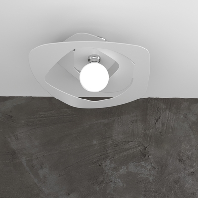 Plafoniera 50cm moderna a soffitto bianca lampadina a vista design 1157/PL50 BI WARPED TOP LIGHT
