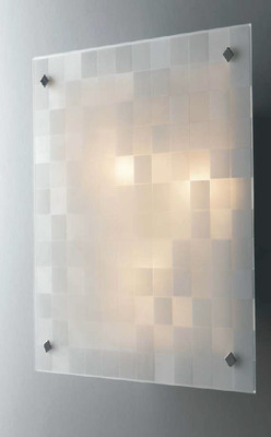 Plafonera quadrata decoro quadretti bianchi 40x40cm 3 luci E27 39209 LUCI MODERNE
