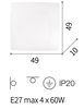 Immagine aggiuntiva di Plafoniera quadrata moderna 49x49cm 4 luci CELINE PL4 IDEAL LUX