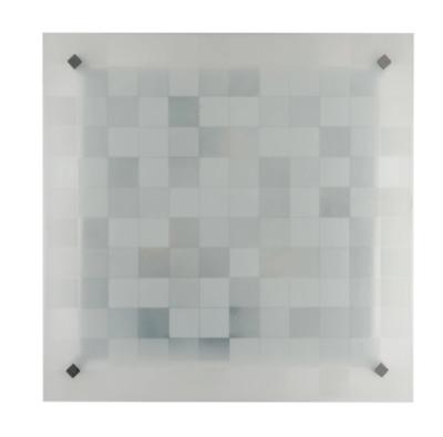 Plafoniera quadrata vetro bianco scacchi 30x30 2 luci E27 39208 LUCI MODERNE
