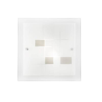 Plafoniera riquadri tortora quadrata vetro lucido bianco 30cm 2xE27  42702