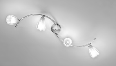 Plafoniera o applique decorativa sinuosa 4 luci cromata vetro eleganza LUCI MODERNE