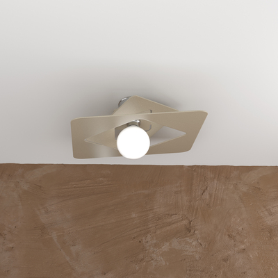 Plafoniera zig-zag tortora media 45cm metallo lampadina a vista 1159/PL45-SA WACKY TOP LIGHT