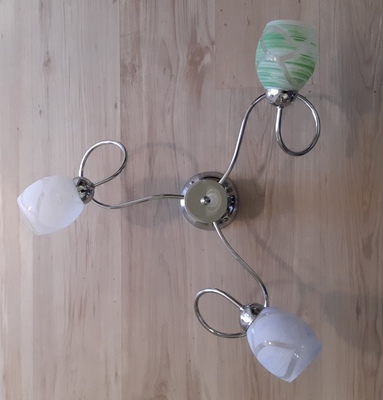 Plafoniera a soffitto 3 luci con vetri colorati verde lilla bianco DUE CAMILLA PL3 BVU DUE P
