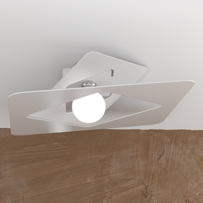 Lampada soffitto 60cm bianca metallo zig-zag moderna 1159/PL60-BI WACKY TOP LIGHT