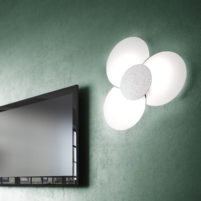 Plafoniera moderna grande design camera letto soggiorno foglia argento 1114/70-FA CLOVER TOP LIGHT