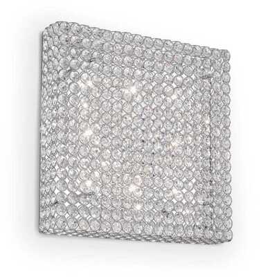 Applique-plafoniera 51x51cm maglia metallica cristalli inseriti 8 luci ADMIRAL PL8 IDEAL LUX