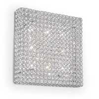 Applique-plafoniera 51x51cm maglia metallica cristalli inseriti 8 luci ADMIRAL PL8 IDEAL LUX