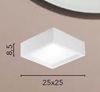Misure Lampada parete soffitto gesso bianca verniciabile quadra 25x25cm