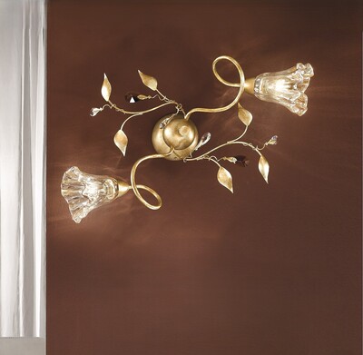 Plafoniera applique gocce e foglioline intreccio oro francese  45337