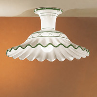 Plafoniera elegante soffitto ceramica decoro verde stile rustico classico  45528