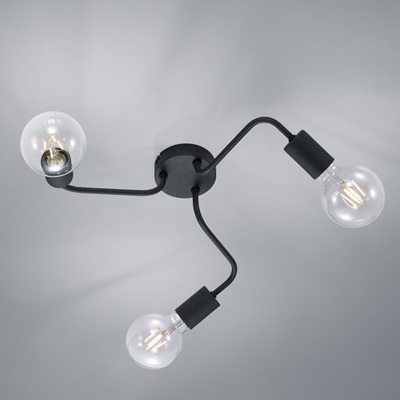 Plafoniera o applique nera 3 luci a vista E27 nero opaco 41722 LUCI MODERNE