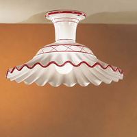 Plafoniera in ceramica bianca e rossa rustica per ambienti mattoni a vista  45527
