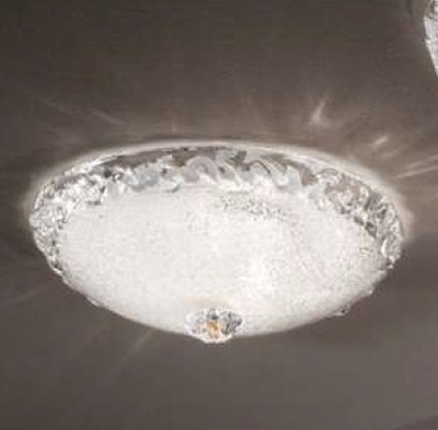 Plafoniera classica o moderna in vetro bianco decoro arricciato 30 cm  41416