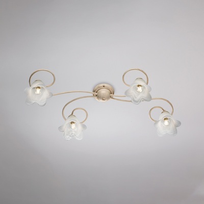 Plafoniera avorio 4 luci in vetro variegato a fiore - Romantica e funzionale ALICE LUCI E COLORI