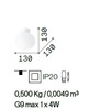 Immagine aggiuntiva di Piccolissima plafoniera ovale in vetro bianca G9 13cm COTTON PL1 D13 IDEAL LU