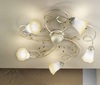 Plafoniera anima shabby 5 luci bianco antichizzato intreccio tralci  44993