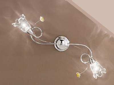 Lampada parete o soffitto 2 luci con fiori ambra BETTA/PL2/AMB DUE P