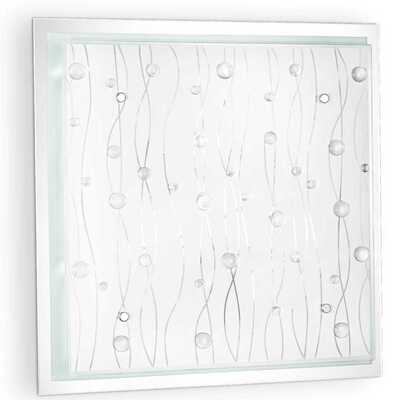 Plafoniera quadrata bordo specchio gocce 42x42cm 3x60W E27 OCEAN PL3 TRASPARENTE IDEAL LUX