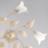 Particolare di Plafoniera 5 braccetti decoro avorio e oro con foglie  42400