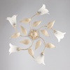 Plafoniera 5 braccetti decoro avorio e oro con foglie ramificata 42400 LUCI E COLORI