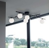 Plafoniera 5 luci G9 larga 106 cm con globi opalini e design bacchette ATLAS PL5 NERO IDEAL LUX