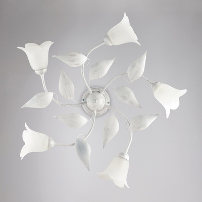 Plafoniera ramificata classica moderna decoro bianco e argento 5 luci 42401 LUCI E COLORI