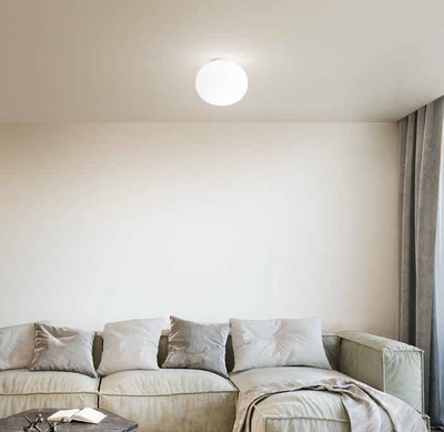 Plafoniera bianca design ovale struttura bianca 30cm COTTON PL1 D30 IDEAL LUX