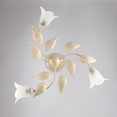 Plafoniera applique 3 braccetti foglie e fiori avorio oro ramificata 42398 LUCI E COLORI