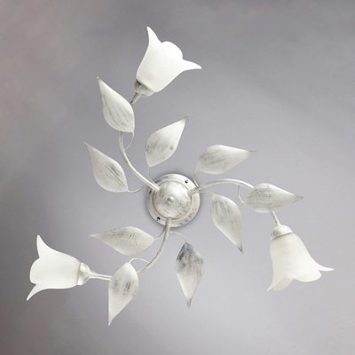 Plafoniera applique bianca argento ramificata 3 luci foglie bianco e argento 42399 LUCI E COLORI