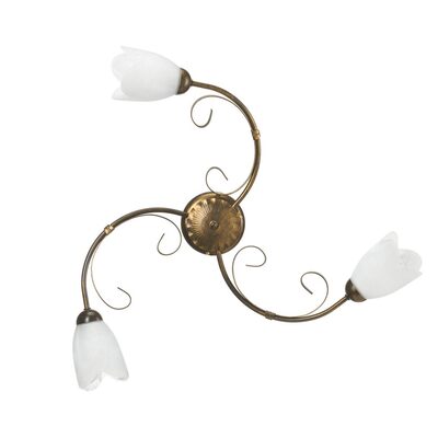 Plafoniera 3 luci in bronzo sfumato con eleganti vetri tulipano 43649 ODINO LUCI CLASSICHE