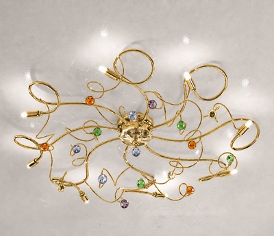 Plafoniera 6 luci montatura color oro 02559/PL8-CS TESSA DUE P
