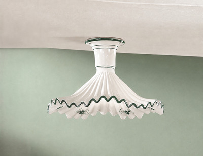 Plafoniera ceramica 40cm decoro verde case campagna country  45282