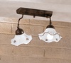 Lampada 2 luci orientabile ceramica decoro marrone per taverna rustica  45284