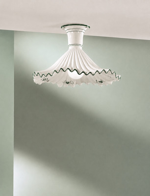 Plafoniera country verde in ceramica per piccoli spazi  45274