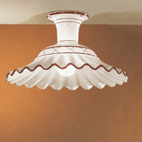 Plafoniera rustica in ceramica bianca marrone per travi a vista  45526
