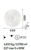Immagine aggiuntiva di Grande e luminosa plafoniera 5 luci 60cm vetro speciale design concavo GLORY 