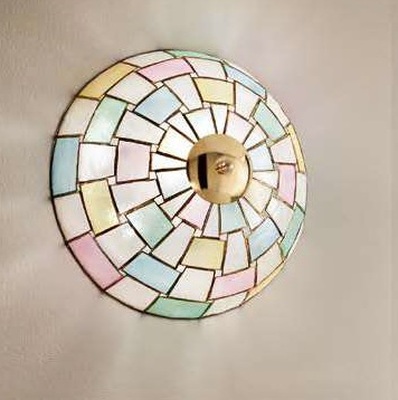 Plafoniera madreperla quadretti colorati pastello 30cm 2 luci 41321 PERENZ