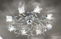Plafoniera 8 luci moderna con cristalli colorati e vetri sfaccettati  41406