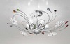 Plafoniera 5 luci 60cm cromata gocce colorate e fiori cristallo  41689
